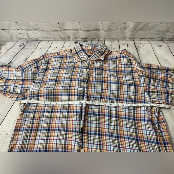Robert Talbott Estate Multi Colored Striped 100% Linen Long Sleeve Shirt Mens L - Picture 9 of 9